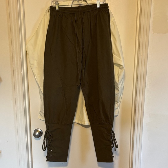 Men's Cream and Brown Shirt and Pants Set - Picture 4 of 6